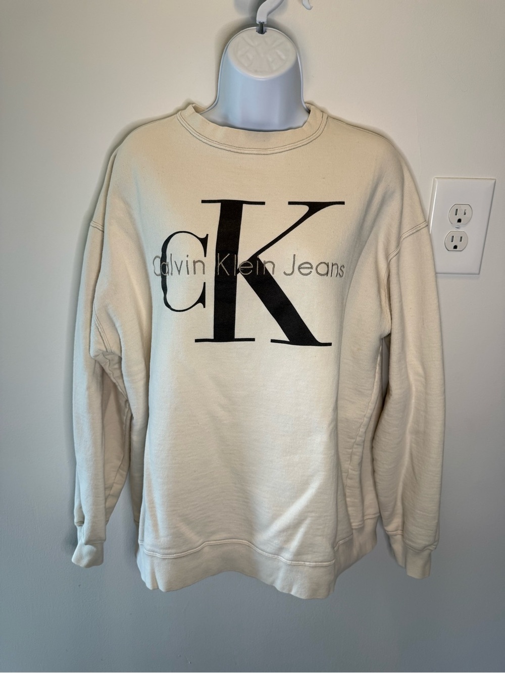 Vintage Calvin Klein Jeans Cream Logo Crewneck Sweatshirt